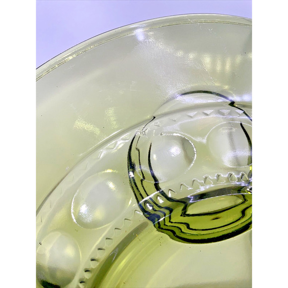 Vintage Indiana Glass Green Kings Crown Thumbprint Snack Plate Six Available - Picture 14 of 15